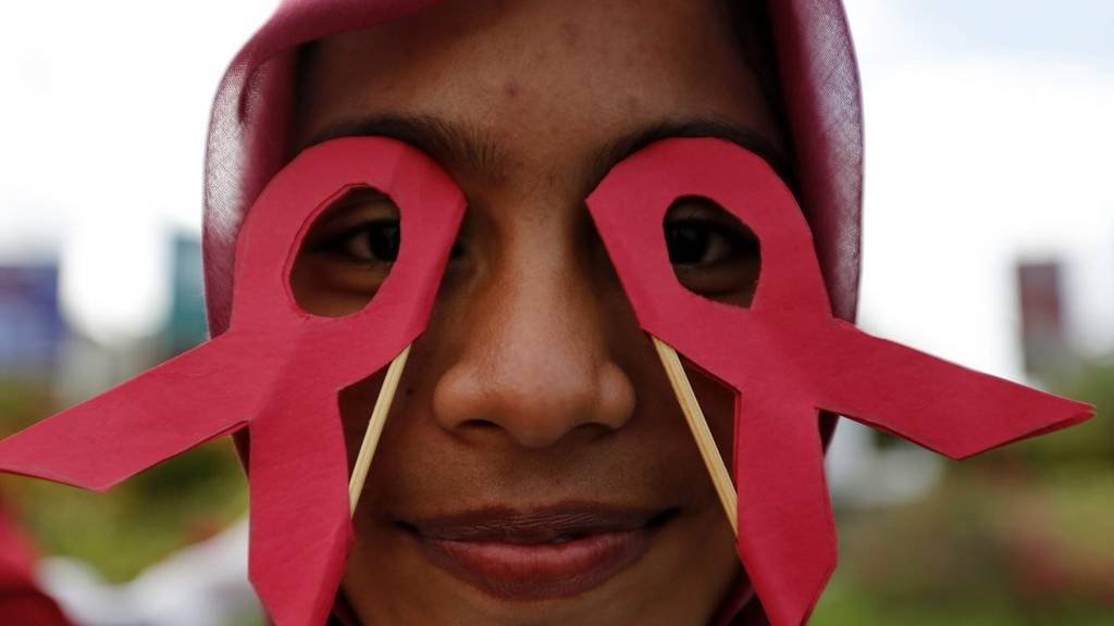 Eine Aids-Aktivistin in Banda Aceh, Indonesien. (EPA/HOTLI SIMANJUNTAK/KEYSTONE)