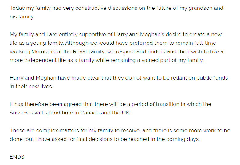 Das offizielle Statement der Queen: