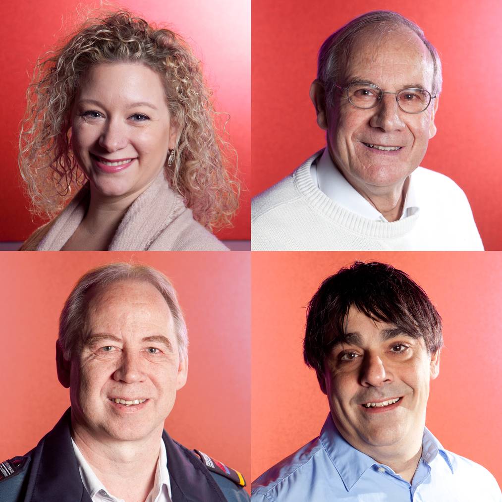 Diese vier Menschen sind im Final für die Wahl zum Rüüdige Lozärner 2015. Nicole Ercolani (o.l.), Beat Fischer (o.r.), Theo Honermann (u.l.), Jesús Turiño (u.r.)