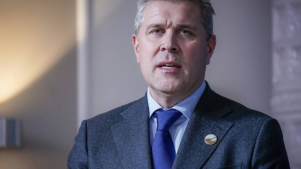 ARCHIV - Bjarni Benediktsson, zu dem Zeitpunkt isländische Außenminister von Island, nimmt an einer Pressekonferenz in Oslo teil. Foto: Stian Lysberg Solum/NTB Scanpix/AP/dpa