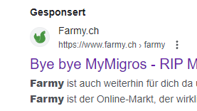 Auch online macht Farmy Werbung mit My Migros.