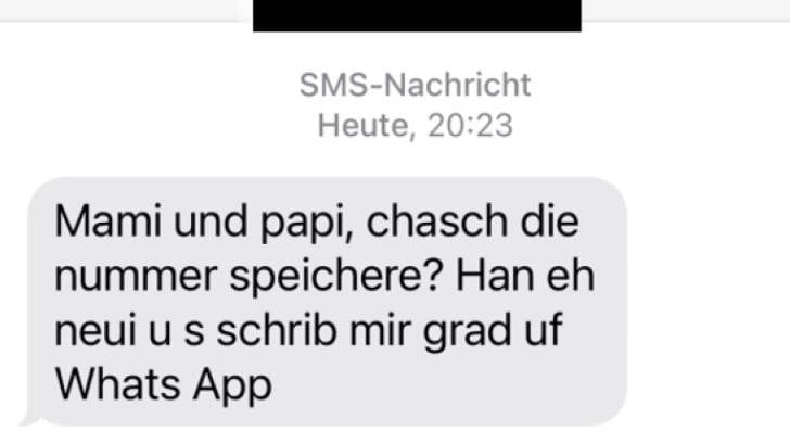 Betrugsmasche SMS-Schweizerdeutsch