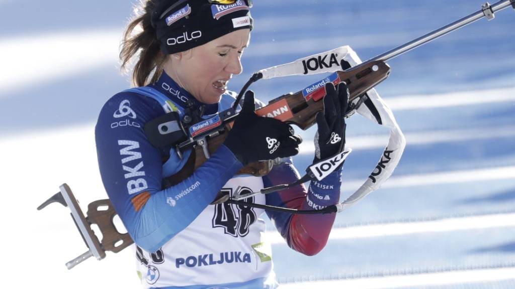 Zu viele Fehlschüsse, aber dank drittbester Laufzeit viele Plätze gutgemacht: Selina Gasparin ist beim Weltcup in Nove Mesto als 22. beste Schweizerin