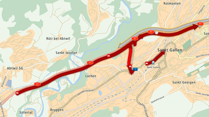 25 Minuten Stau vor St.Gallen