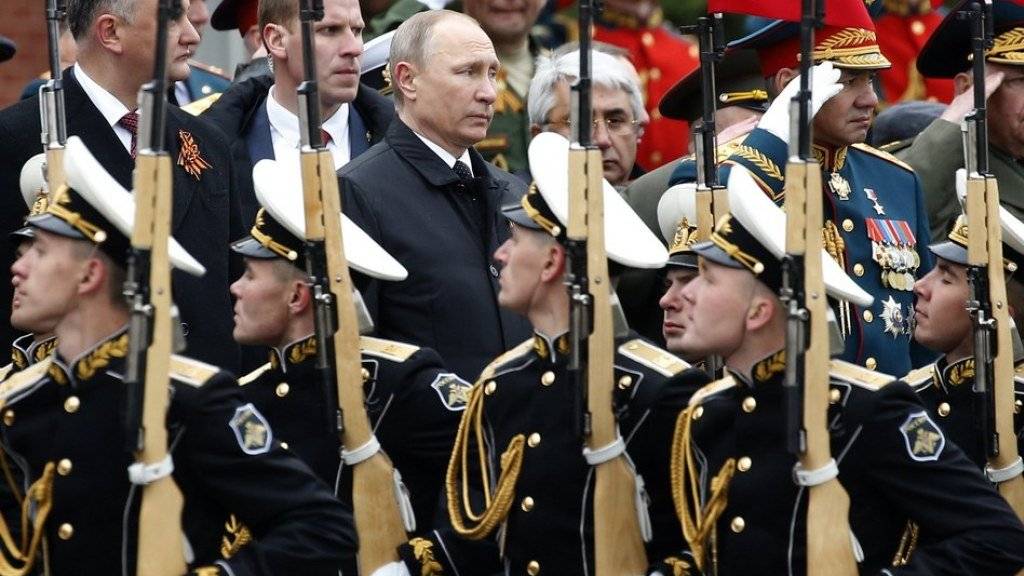 Russlands Präsident Wladimir Putin am Dienstag bei der Militärparade in Moskau.
