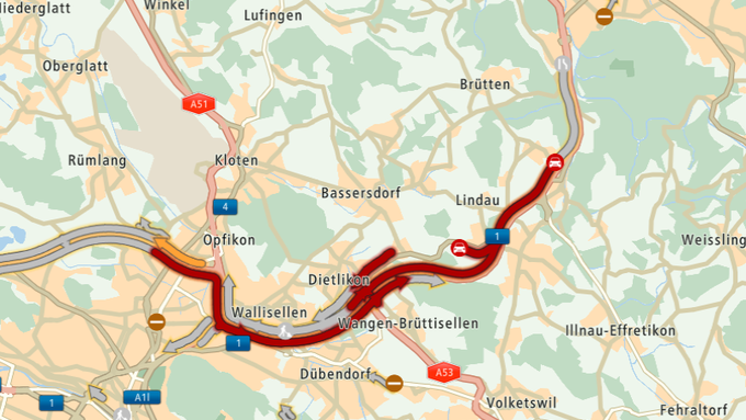 A1: Stau nach Zürich - eine Stunde Wartezeit