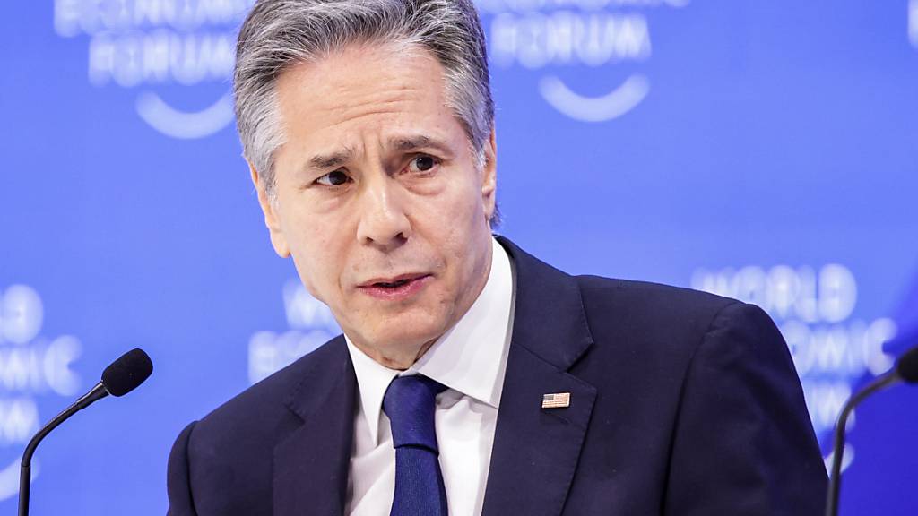 US-Außenminister Antony Blinken spricht auf einer Veranstaltung des Weltwirtschaftsforums (WEF) in Davos. Foto: Hannes P. Albert/dpa