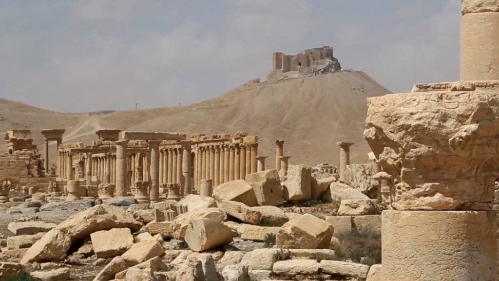 Altertümer in Palmyra in einer vor einem Jahr verbreiteten Aufnahme
