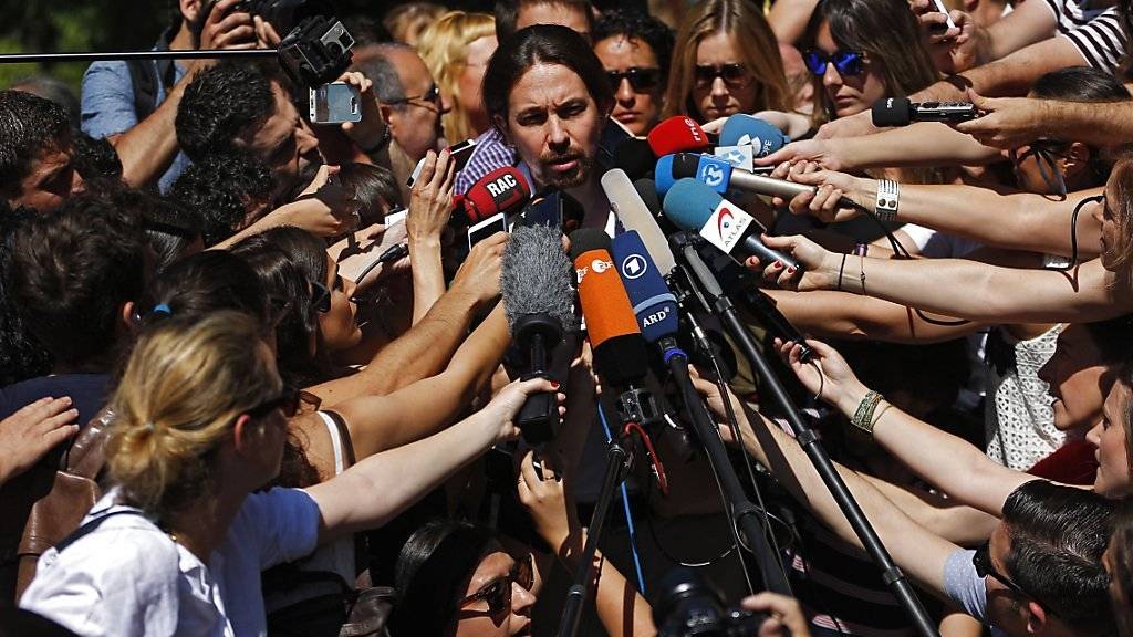 Podemos-Spitzenmann Pablo Iglesias geniesst bei den Medien viel Aufmerksamkeit