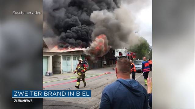 Bieler Lagerhalle in Brand