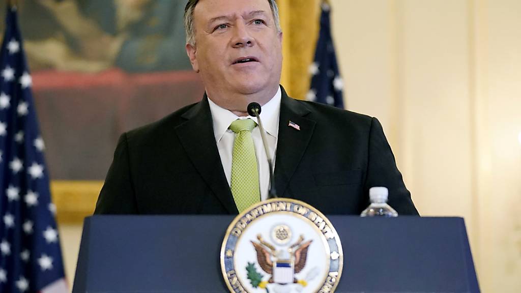 US-Außenminister Mike Pompeo spricht während einer Pressekonferenz im Außenministerium in Washington. Foto: Patrick Semansky/AP/dpa