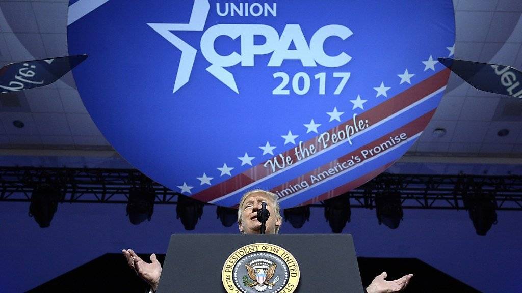 US-Präsident Donald Trump bei seiner Rede auf der CPAC-Konferenz in Washington.