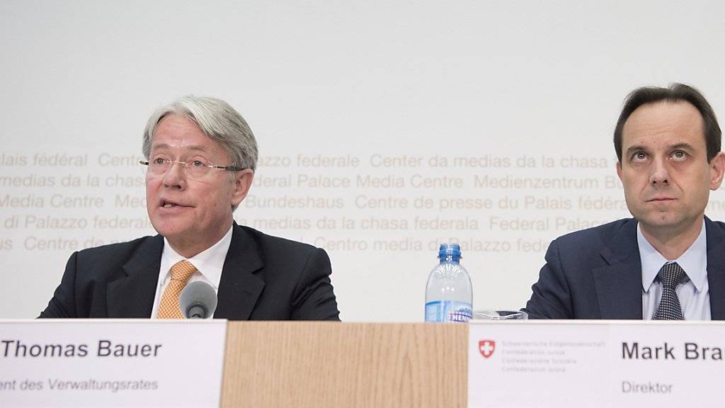 Das Führungsgespann der Finanzmarktaufsicht: Präsident Thomas Bauer (links), Direktor Mark Branson (Archivbild)