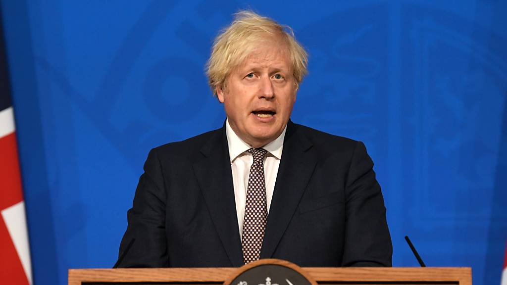 Boris Johnson, Premierminister von Großbritannien, bei einer Pressekonferenz in der Downing Street. Foto: Daniel Leal-Olivas/PA Wire/dpa