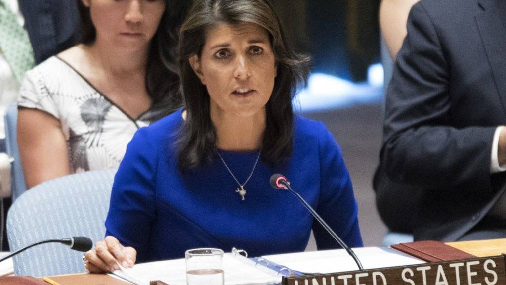 Die US-Botschafterin bei den Vereinten Nationen, Nikki Haley, kündigt die Vorhaben ihres Landes im Uno-Sicherheitsrat für den laufenden Monat an. (Archivbild)