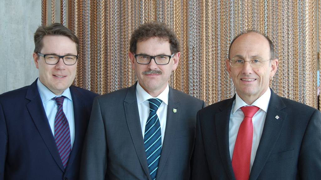 Regierungspräsident Benedikt Würth (SG), Regierungspräsident Jakob Stark (TG) und Landammann Matthias Weishaupt (AR).