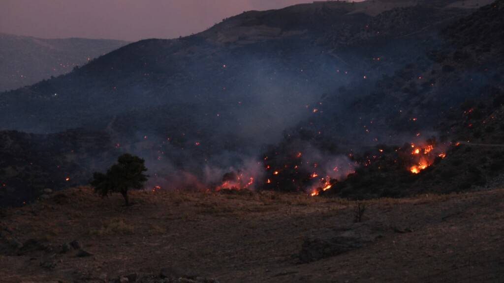 Ein Waldbrand wütet in der Region Rethymno auf der südgriechischen Insel Kreta. Foto: Giannis Angelakis/AP/dpa
