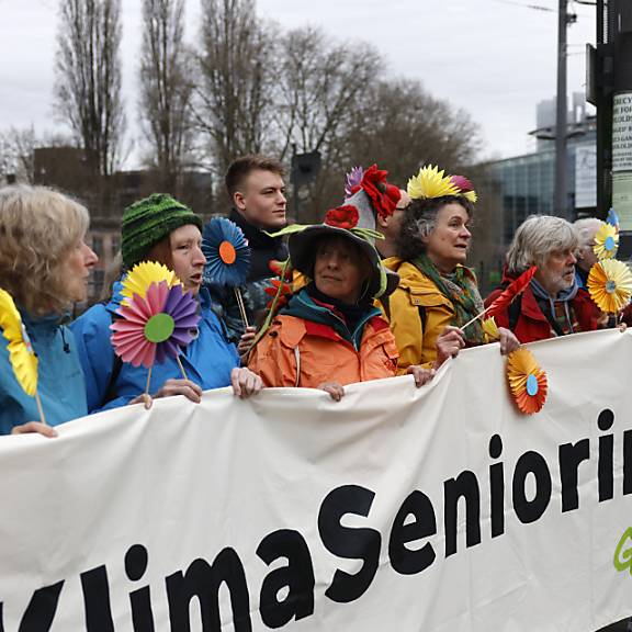 Klimaseniorinnen verfolgen Anhörung mit grosser Delegation