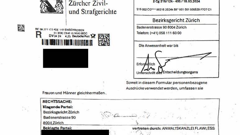 Falsche Gerichts-Vorladungen kursieren in Zürich