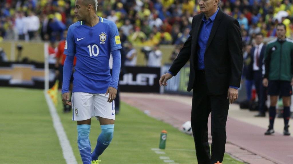 Konnte sich in Quito auf seinen Starspieler Neymar verlassen: Brasiliens neuer Nationaltrainer Tite (rechts)