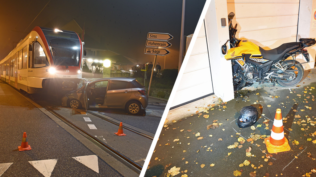Luzern: Zug prallt in Auto ++ 18-jähriger Töfffahrer kracht in Garage