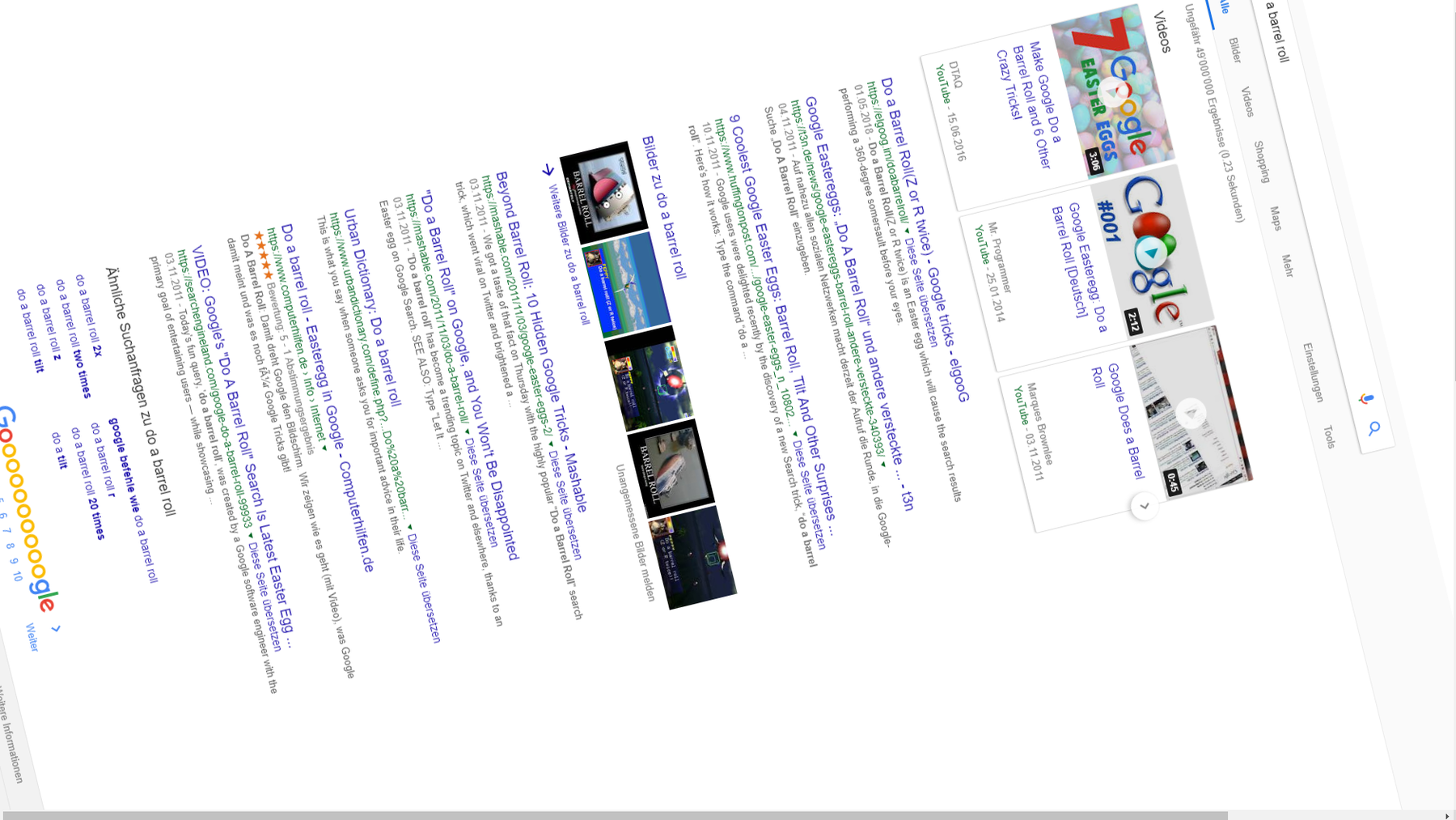 Google Eastereggs: „Do A Barrel Roll“ und andere versteckte