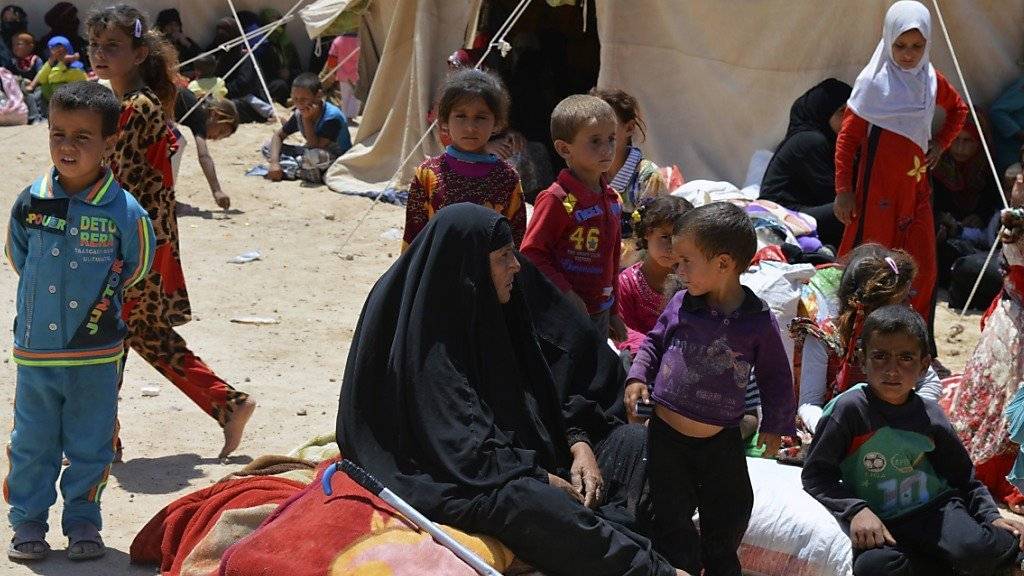 Diese Kinder haben die Flucht aus Fallujah geschafft, doch rund 20'000 Kinder sollen noch in der umkämpften Stadt eingeschlossen sein. (Archiv)