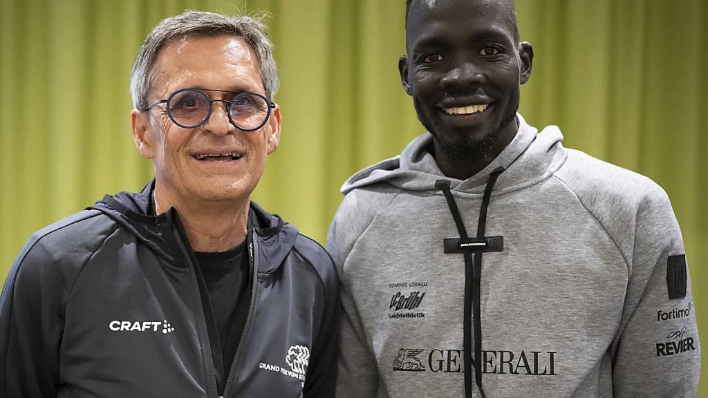 Dominic Lobalu, der neue Rekordhalter über 5000 m, zusammen mit seinem Vorgänger Markus Ryffel