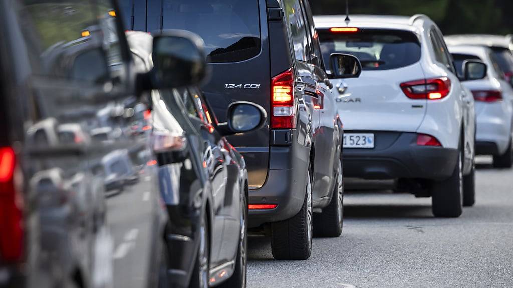 Fahrzeuge stauen sich vor dem Gotthard-Südportal. (Archivbild)