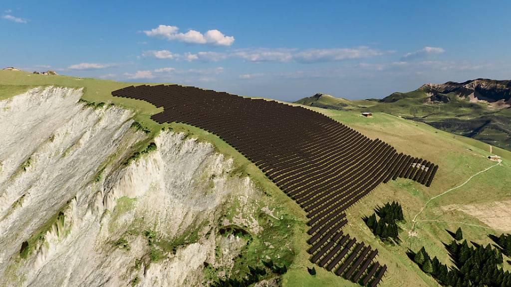 Eine der alpinen Solaranlagen soll oberhalb von Adelboden entstehen. Die Standortgemeinde hat bereits grünes Licht gegeben. (Visualisierung)