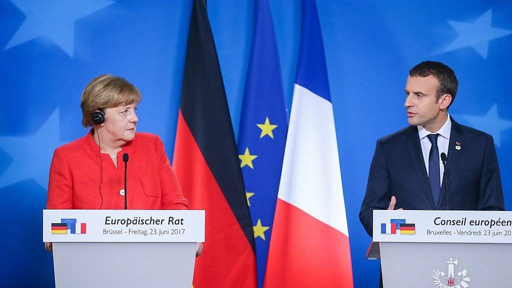 Sie haben am Freitag nach dem EU-Gipfel in Brüssel mit ihrer gemeinsamen Medienkonferenz Einigkeit demonstriert: Die deutsche Kanzlerin Angela Merkel und der französische Präsident Emmanuel Macron machten sich für einen fairen Freihandel stark.
