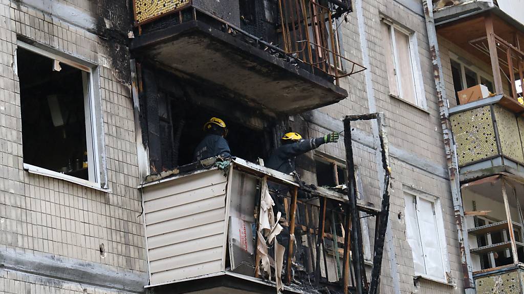 Beschädigte Häuser in Kiew. Foto: -/Ukrinform/dpa