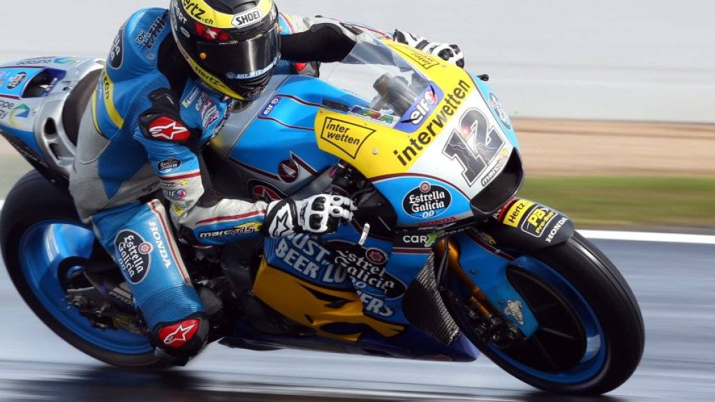 MotoGP-Fahrer Tom Lüthi auf nasser Strecke