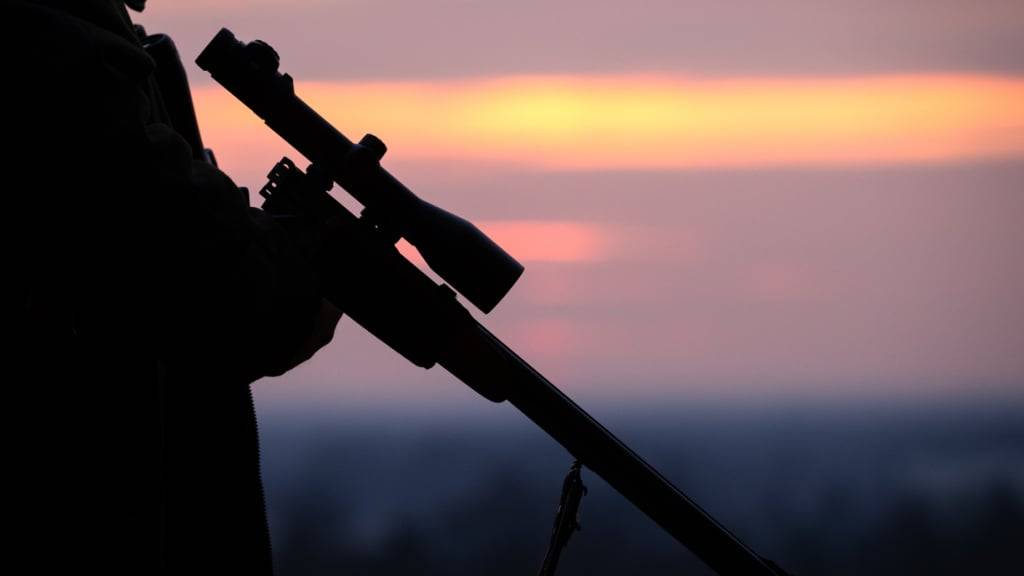 ARCHIV - Ein Jäger hält sein Gewehr in der Abenddämmerung. Foto: Friso Gentsch/dpa/Symbolbild