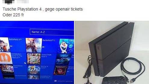 Seine Playstation oder 225 Franken bietet ein Mann für ein OAFF-Billett. (Screenshot: Facebook/Du bisch vo Frauefeld, wenn...)