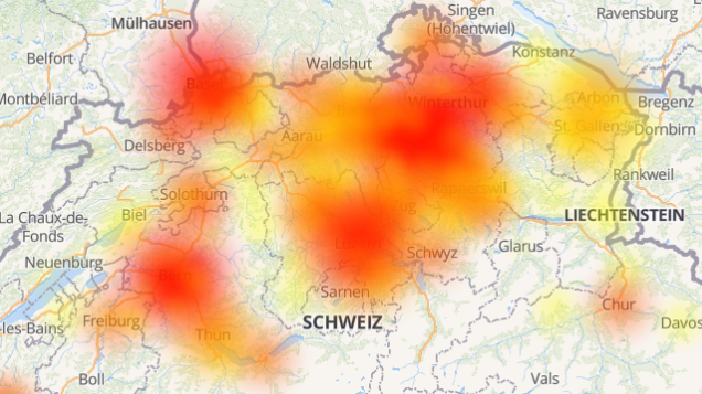 Zurzeit werden in vielen Teilen der Schweiz massive Störungen bei der Swisscom gemeldet.