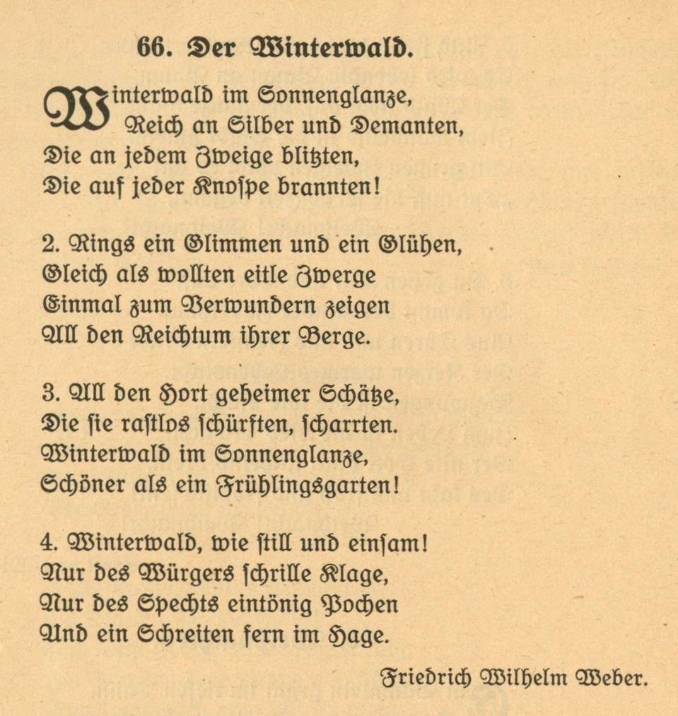 Das Gedicht «Winterwald» im Schulbuch aus dem Jahr 1925. (Bild: Staatsarchiv St.Gallen)