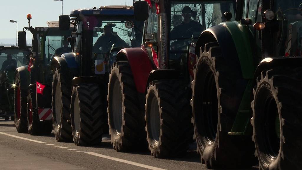 Traktor-Sternfahrt: Über 60 Schweizer Bauern protestieren im Aargau