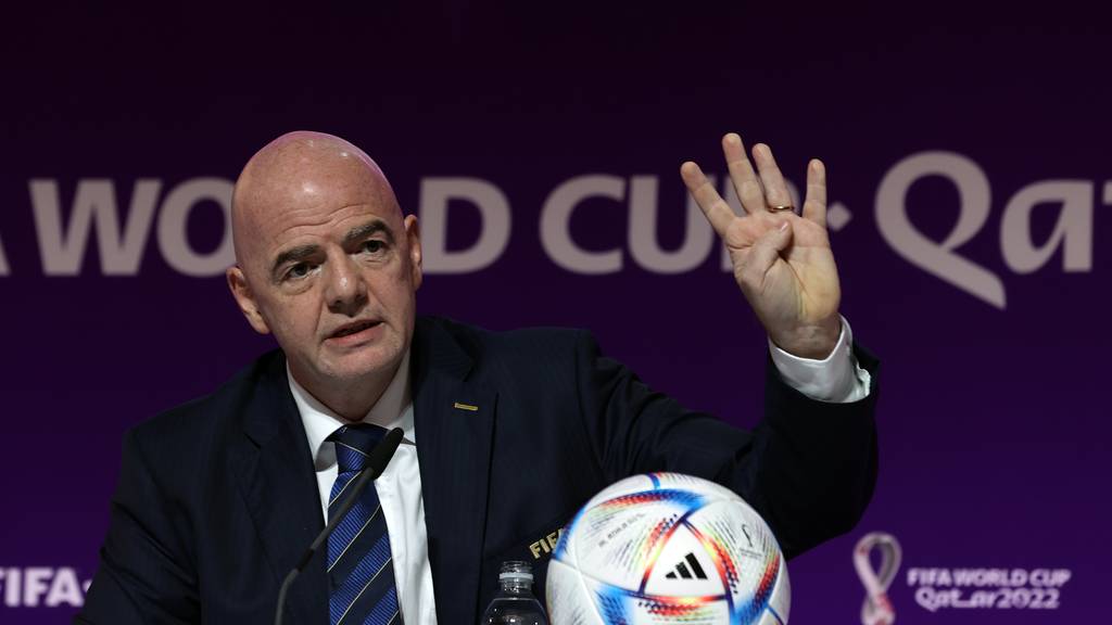 FIFA President Gianni Infantino addresses a press conference in Doha, Qatar, 19 November 2022. The FIFA World Cup Qatar 2022 will take place from 20 November to 18 December 2022.