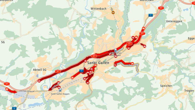 Unfall auf der Stadtautobahn