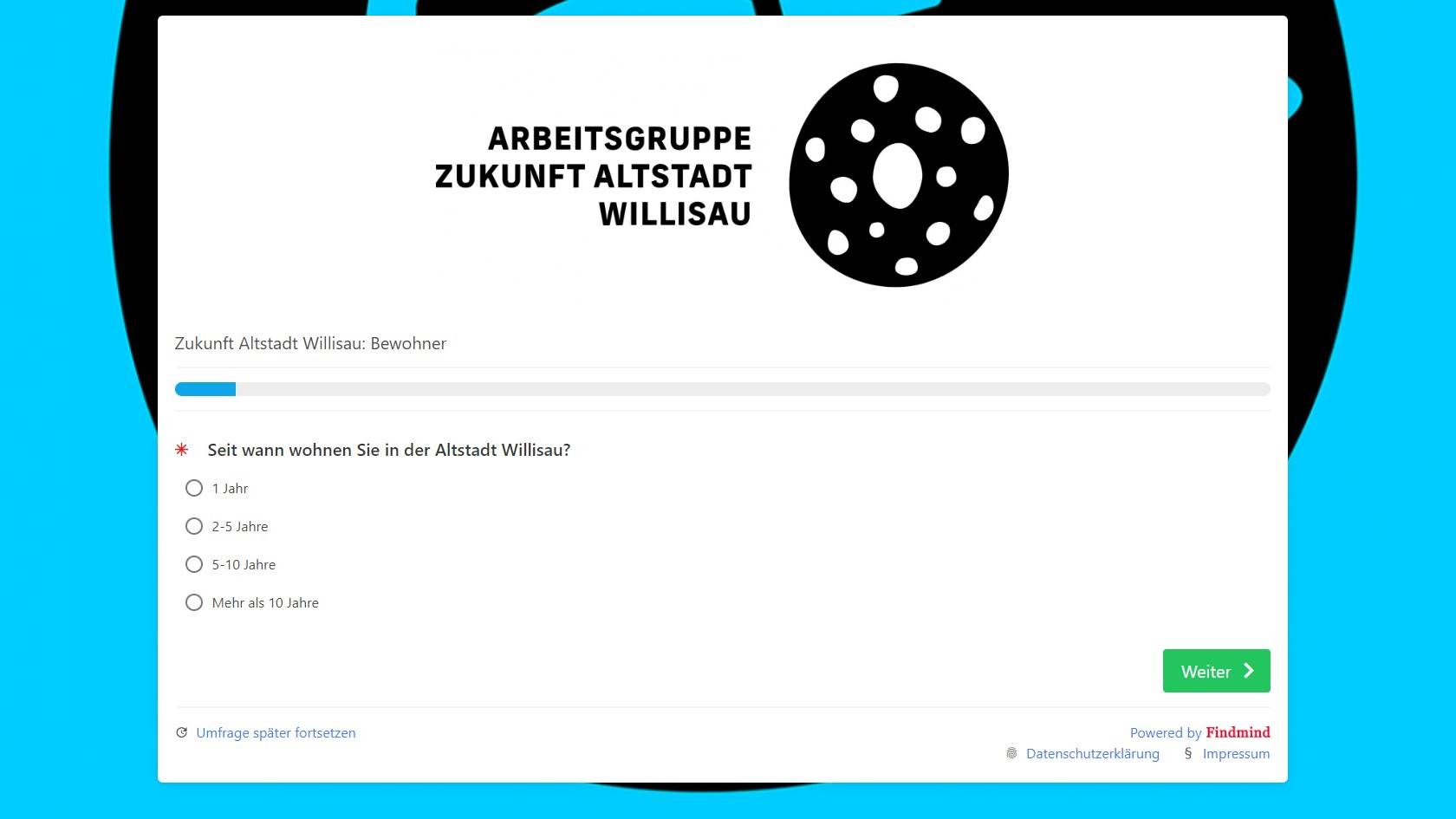 Screenshot Umfrage der Stadt Willisau