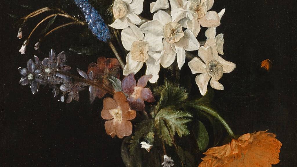 Bei einem der zwischenzeitlich verschwundenen Bildern handelte es sich um «Narzissen und andere Blumen in Glasvase auf einer Marmorplatte» von Dirck de Bray.
