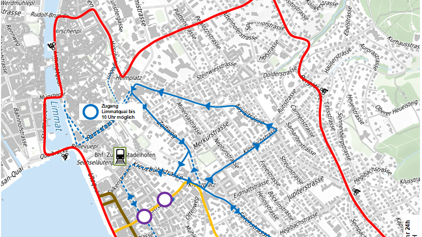 Rad-WM 2024_Fahrbeziehungen_Zürich_Ost