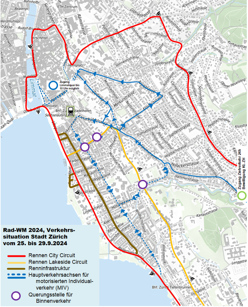 Rad-WM 2024_Fahrbeziehungen_Zürich_Ost