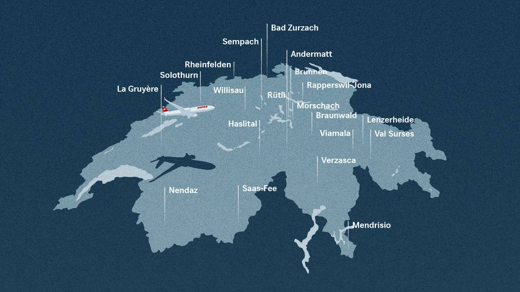 Von diesen Orten haben die 20 Airbus der Swiss-Flotte ihren Namen.