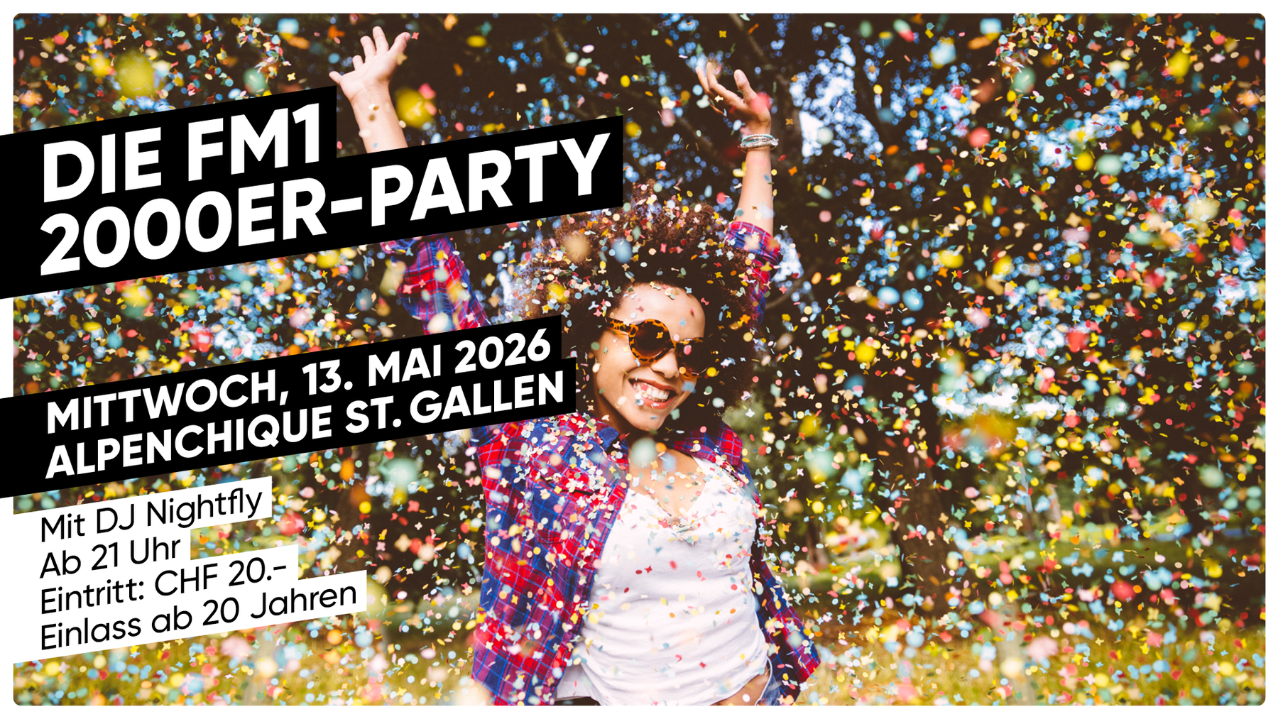 Komm mit uns an die FM1 2000er-Party