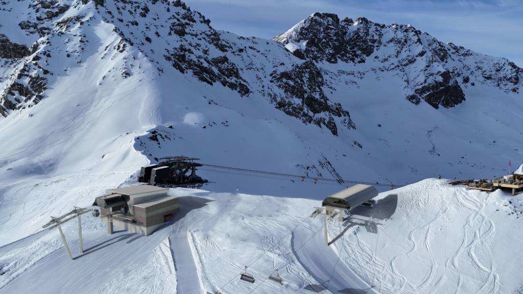 Eine Visualisierung der neuen Anlagen zeigt links die neue Bergstation der 10er-Gondelbahn und rechts die 8er-Sesselbahn.