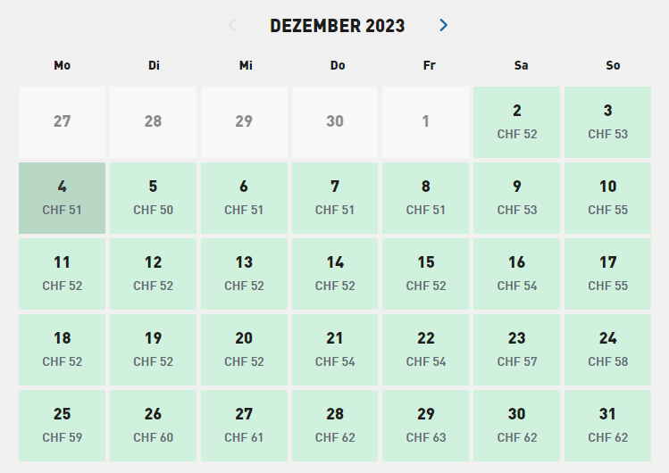 Der Webshop des Skigebiets zeigt, was eine Tageskarte an welchem Monatstag kostet – Stand jetzt.