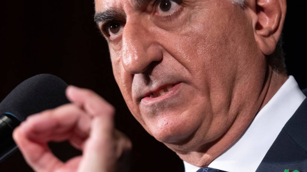 Der iranische Oppositionsführer Reza Pahlavi spricht während einer Pressekonferenz. Foto: Mark Schiefelbein/AP/dpa