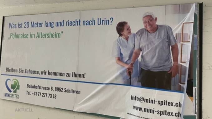 «Völlig daneben»  – Mini-Spitex-Plakate in Schlieren schockieren Passanten